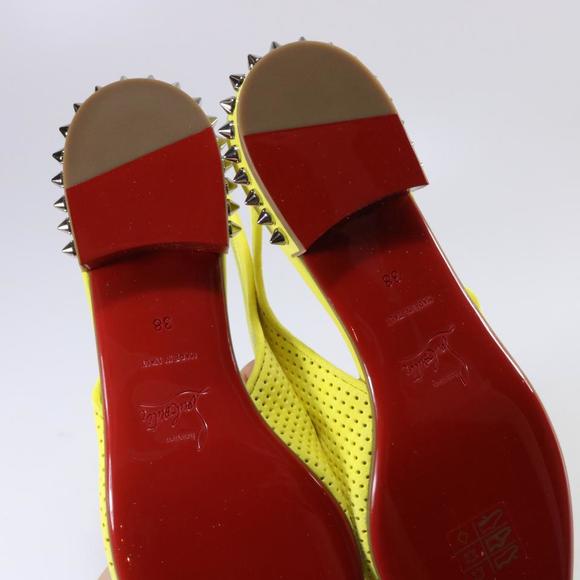 Hall Spike Flat Yellow Spiked Perforated Suede Slingback Flats d672 - Picture 8 of 12